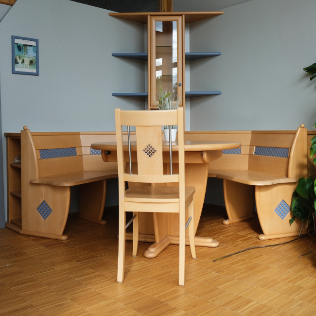 Segment-Eckbankgruppe Buche mit blauen Akzenten – Bild 3